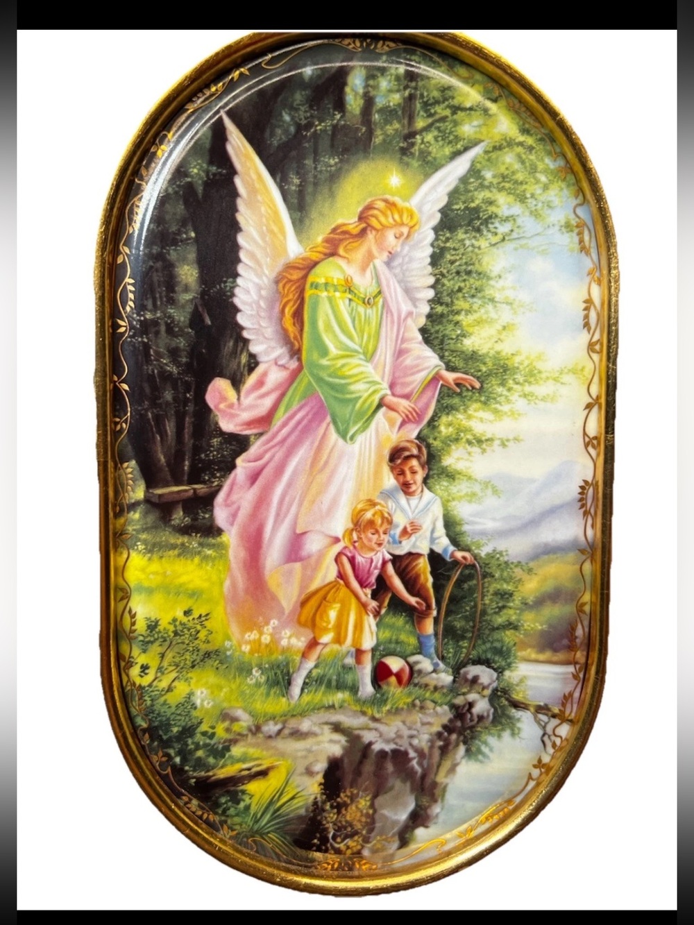 Guardian Angel Bradford Exchange Collector Plates 1995 Behuteter Heimweg Framed